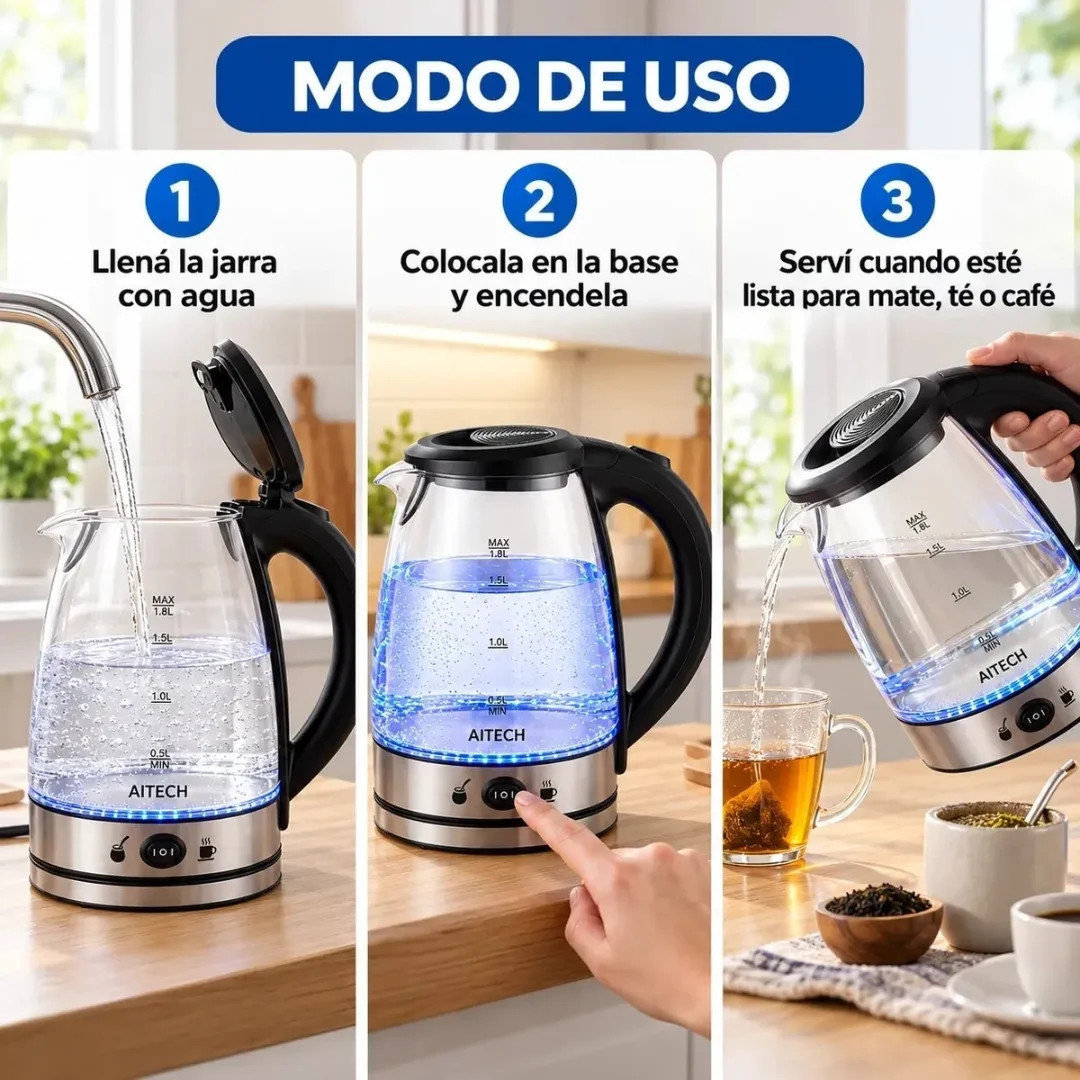 Jarra Pava Electrica con Corte Mate Vidrio - Imagen 7