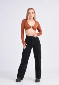 Jean Wide Leg " Cargo " Negro Dama