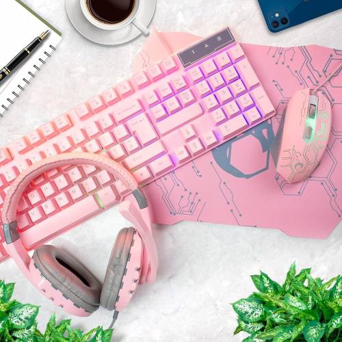 Combo Noga Gamer 4en1 Rosa