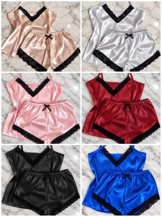 Conjunto Pijama Satén Lisos