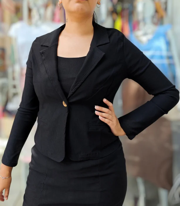 Blazer de 1 Botón de Bengalina Elastizada