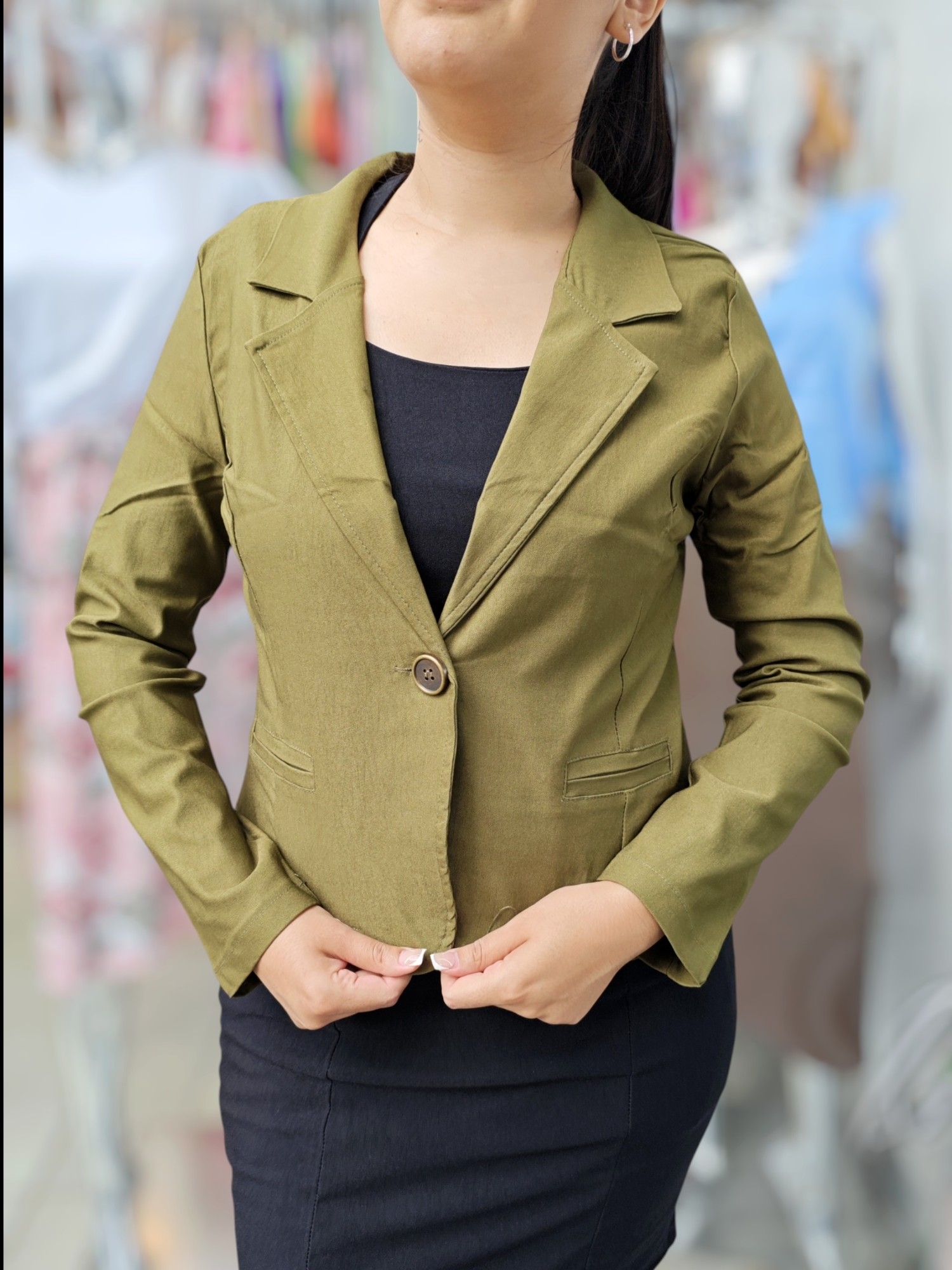 Blazer de 1 Botón de Bengalina Elastizada - Imagen 3