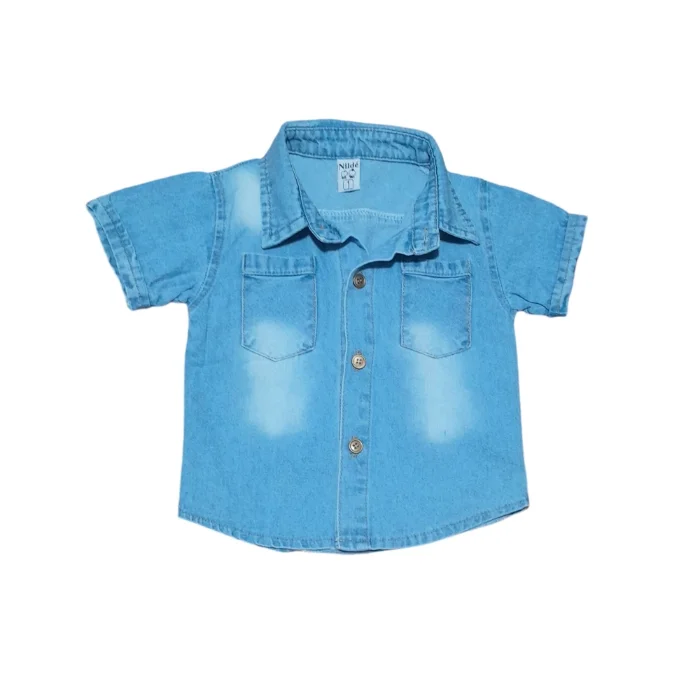 Camisa de Jeans Manga Corta