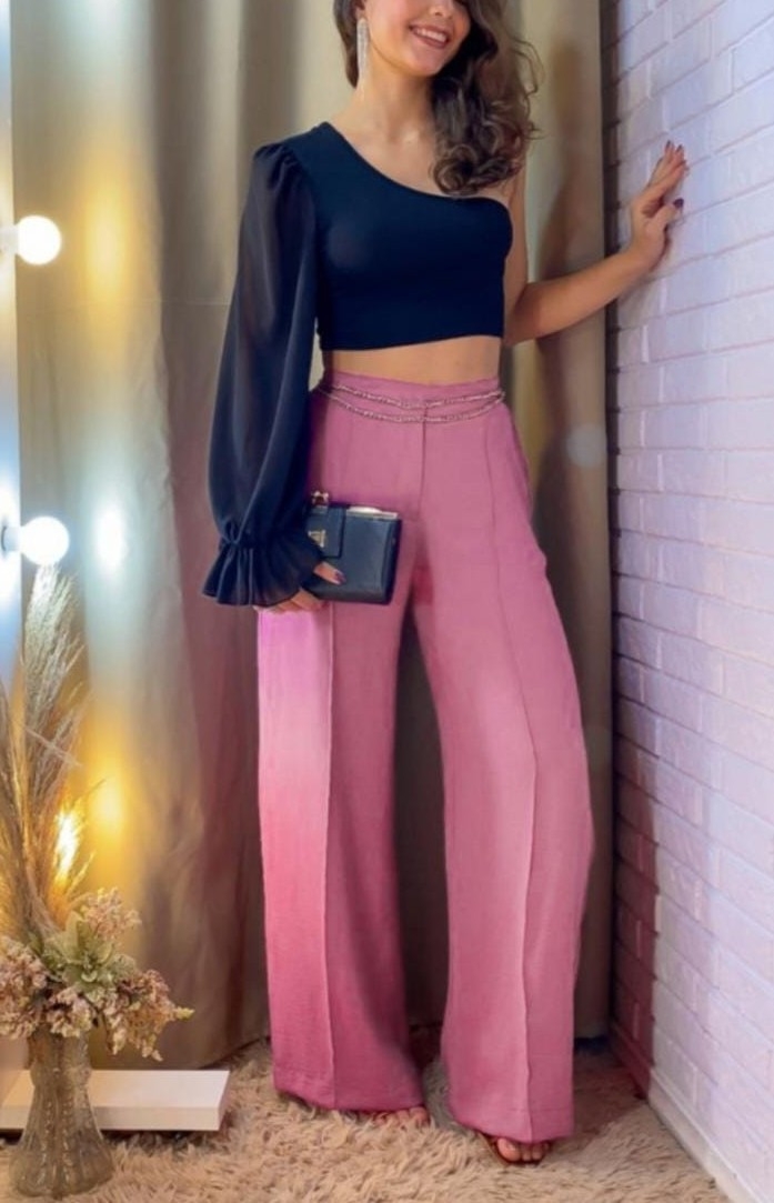 Pantalón Palazzo Tiro Alto Sastrero Mujer con Bolsillos - Imagen 8