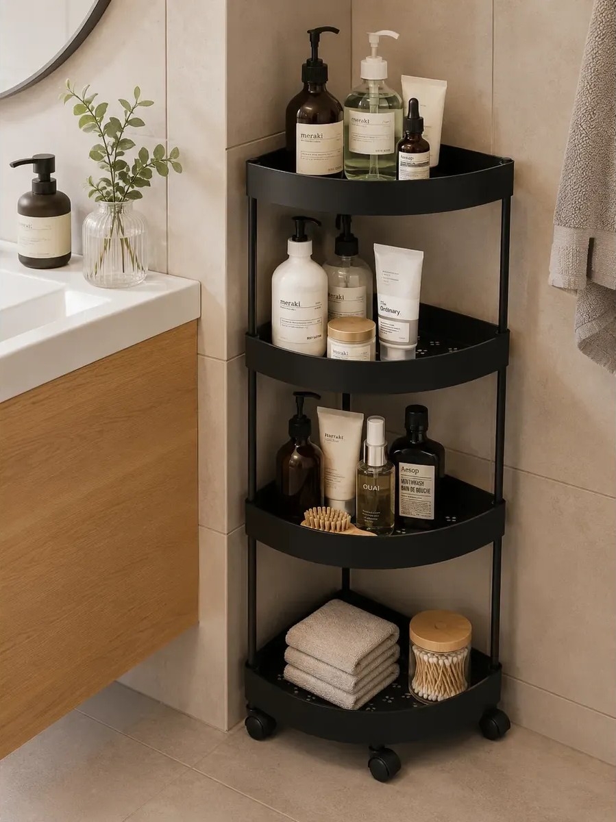 Esquinero de Baño Organizador 4 Estantes con Ruedas - Imagen 4