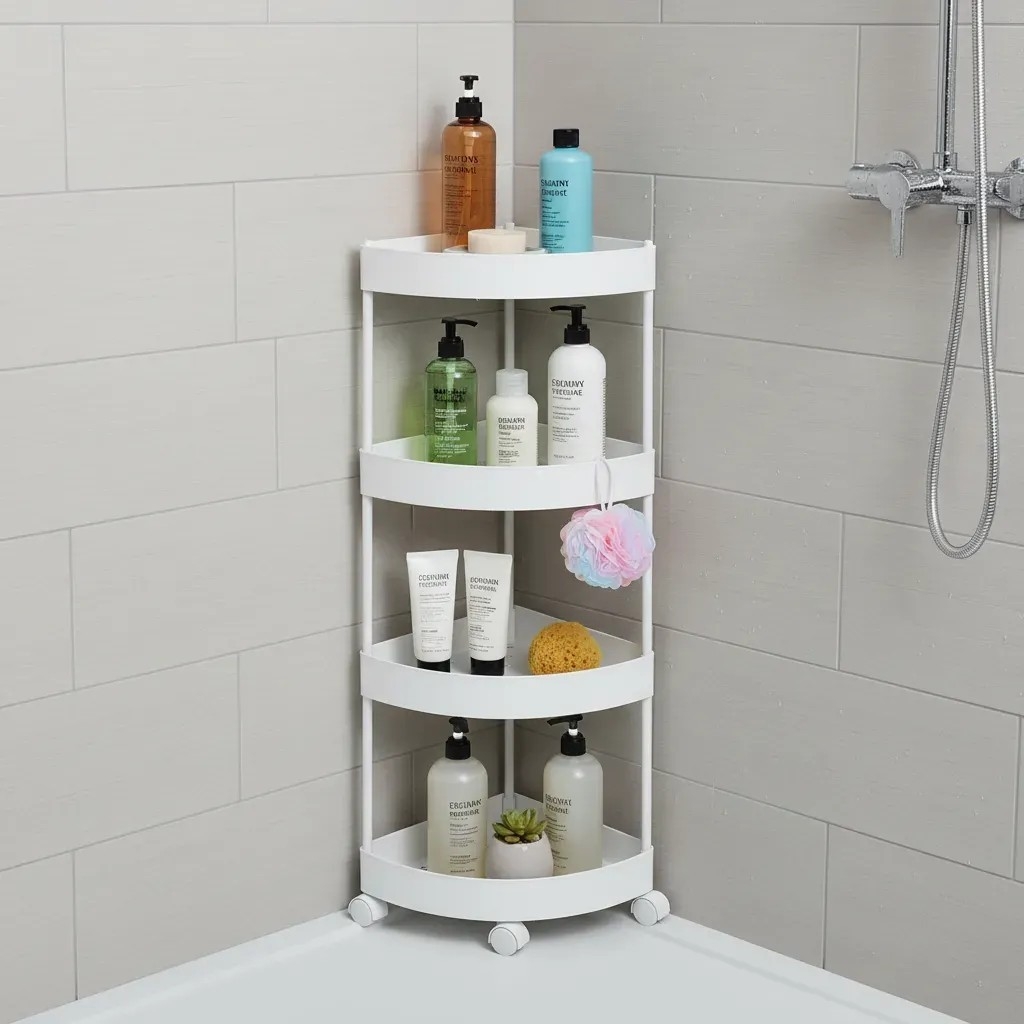 Esquinero de Baño Organizador 4 Estantes con Ruedas - Imagen 5