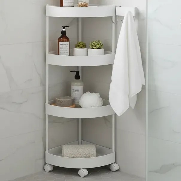 Esquinero de Baño Organizador 4 Estantes con Ruedas - Imagen 6