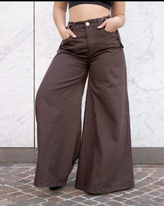 Premiun Maxi Palazzo Regulador Rígido Jean Chocolate
