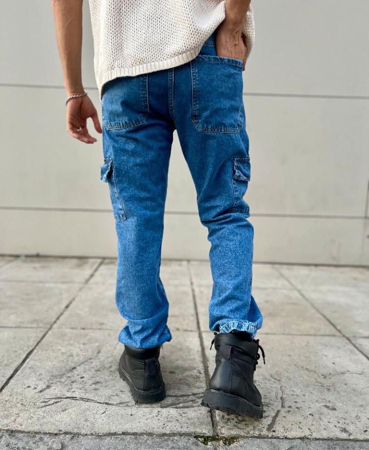 Jean Jogger Cargo Celeste Hombre - Imagen 3