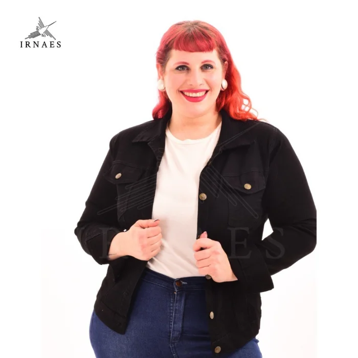 Camperas Jeans Elástizado Color Negro Talle Especial