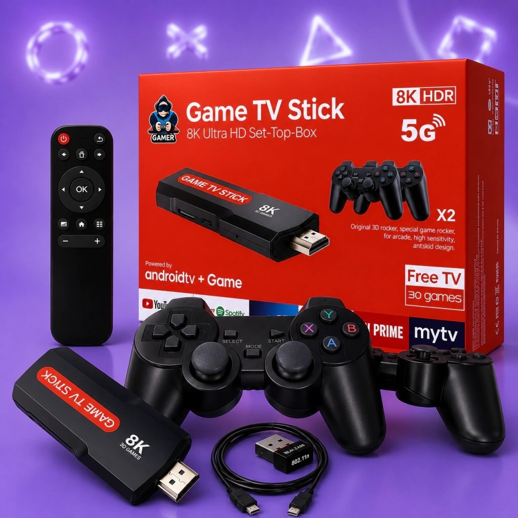 Consola Tv Stick Android Conversor a Smart 8k C/2 Joysticks - Imagen 1