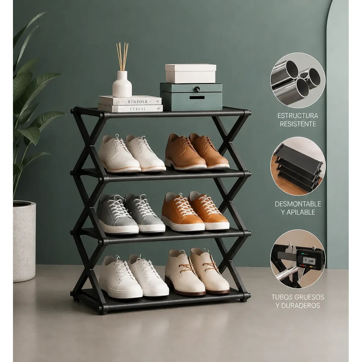Zapatero Plegable Organizador de Zapatos en X 48×43 Cm - Imagen 1