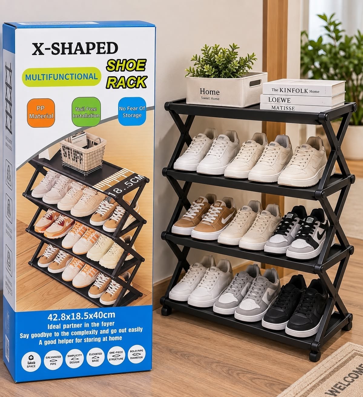 Zapatero Plegable Organizador de Zapatos en X 48×43 Cm - Imagen 2
