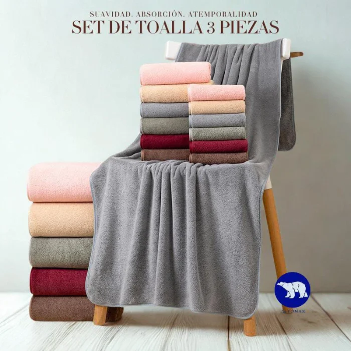 Set X 3 Piezas 
juegos de Toallones Lisos
secado Rápido 
marca Altomax