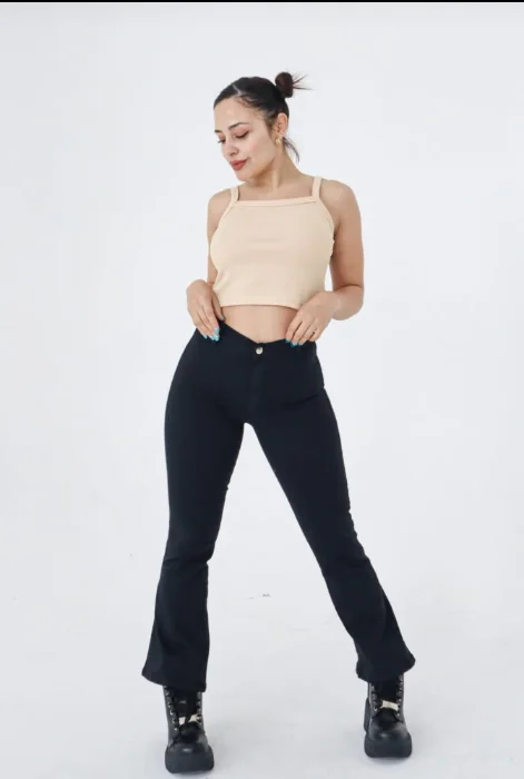 Jean Negro Oxford Mujer Elastizado