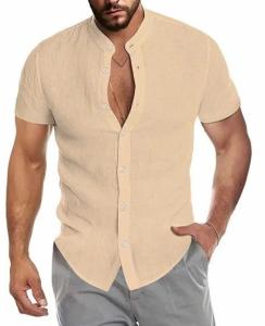 Camisa Mao Manga Corta Lino Hombre - Miniatura 2