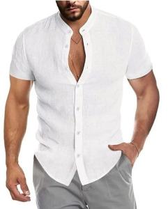 Camisa Mao Manga Corta Lino Hombre - Miniatura 3