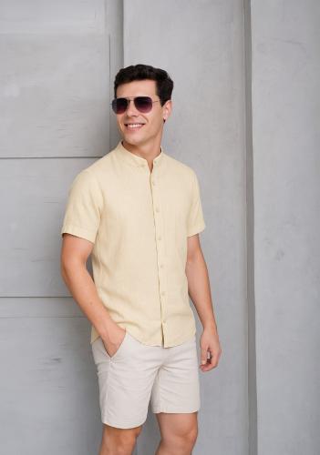 Camisa Mao Manga Corta Lino Hombre - Miniatura 8