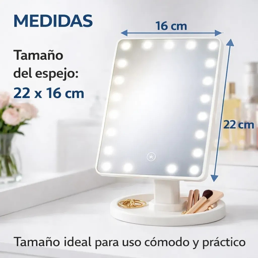 Espejo Led Luz Fria a Pila y Usb - Imagen 7