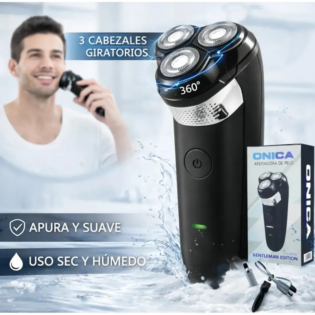 Afeitadora 3 Cabezales Rotativa Recargable Usb Inalámbrica - Imagen 1