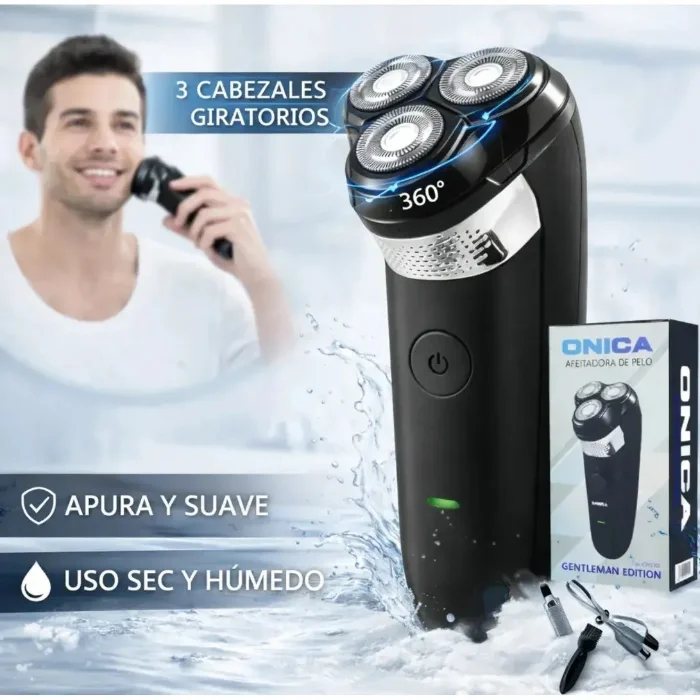Afeitadora 3 Cabezales Rotativa Recargable Usb Inalámbrica