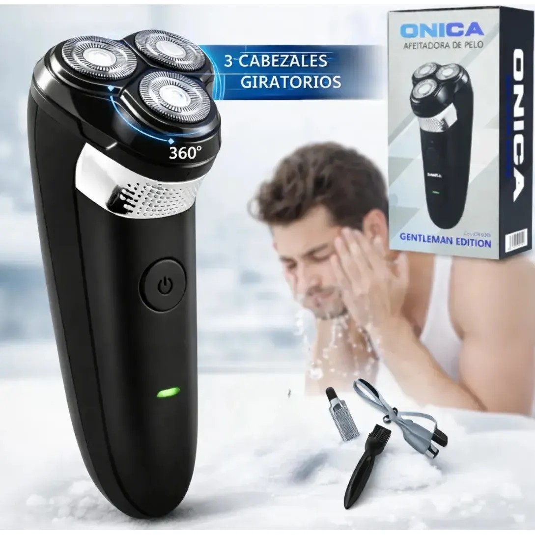 Afeitadora 3 Cabezales Rotativa Recargable Usb Inalámbrica - Imagen 2