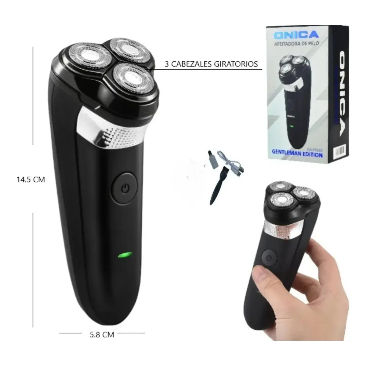 Afeitadora 3 Cabezales Rotativa Recargable Usb Inalámbrica - Imagen 4