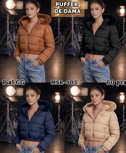 Campera Puffer con Piel Dama - Miniatura 2