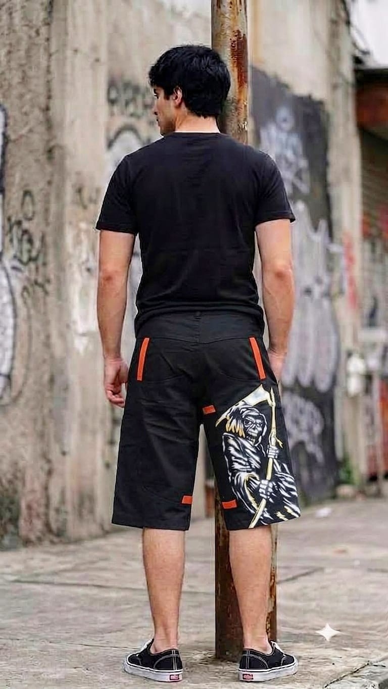 Jean Baggy Bermuda Maxi Hombre Diseño Graffiti Chileno - Imagen 5