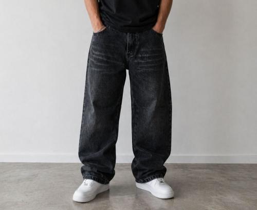 Jean Baggy Gris Bigote Hombre - Miniatura 2