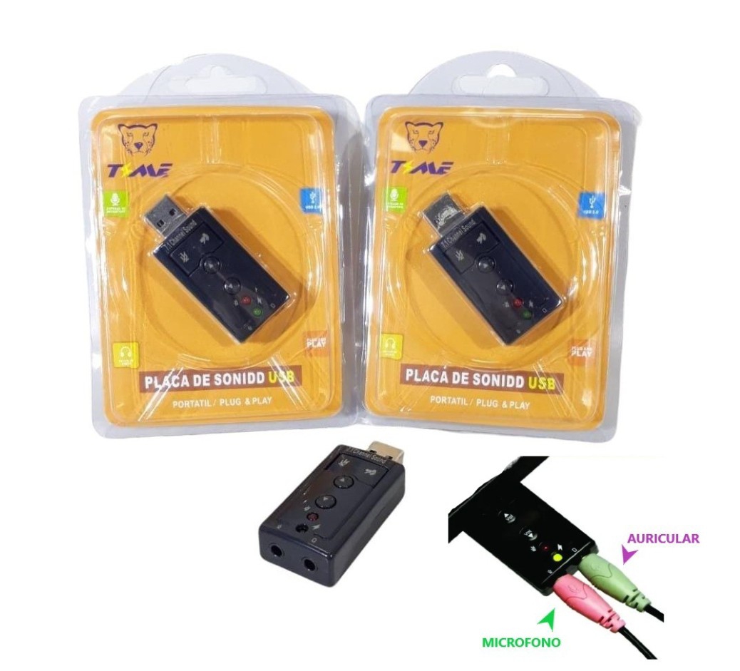 Adaptador Audio 7.1 Usb Jack 3.5 Auxiliar Auricular Microfon0 - Imagen 1
