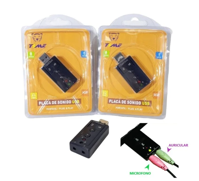 Adaptador Audio 7.1 Usb Jack 3.5 Auxiliar Auricular Microfon0