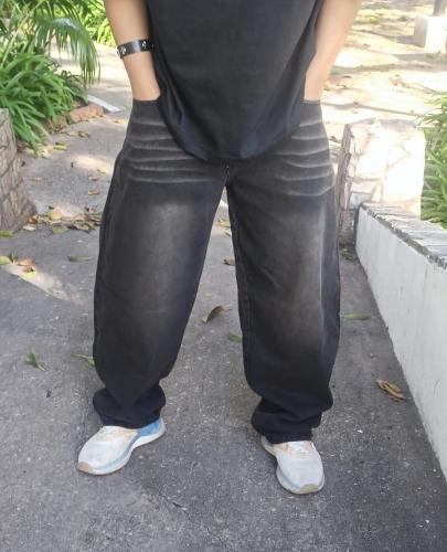 Jean Baggy Gris Bigote Hombre