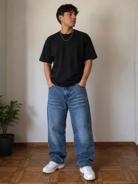 Baggy Jean Azul Localizado Hombre