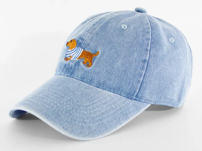 Gorra de Jean con Bordado Perrito Salchicha