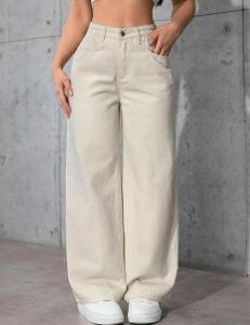 Jean Baggy Beige Crema Dama