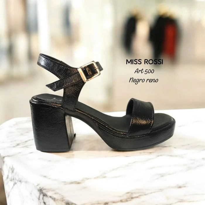 Sandalia Plataforma Baja Art 500 Negro Reno