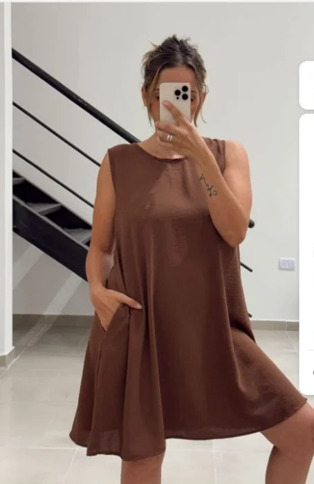 Vestido Corto con Bolsillo