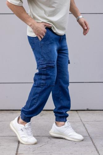 Jean Jogger Cargo Azul Hombre