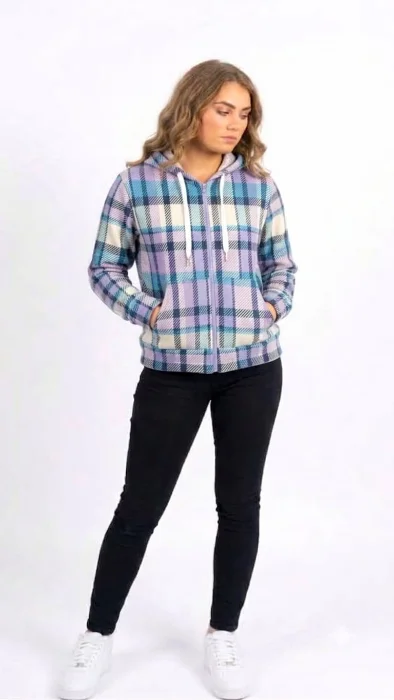 Campera Paño Escocés Cuadrille Canguro Dama Oferta