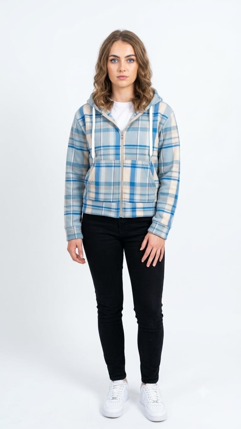 Campera Paño Escocés Cuadrille Canguro Dama Oferta - Imagen 2