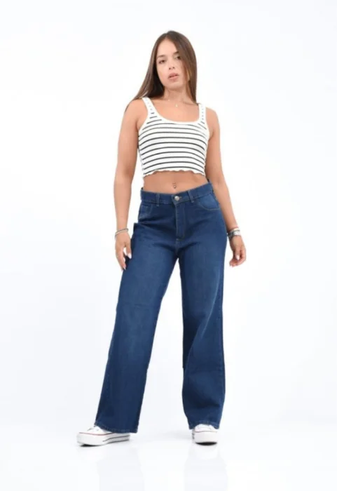 Jean Wide Azul Localizado Dama Palazo