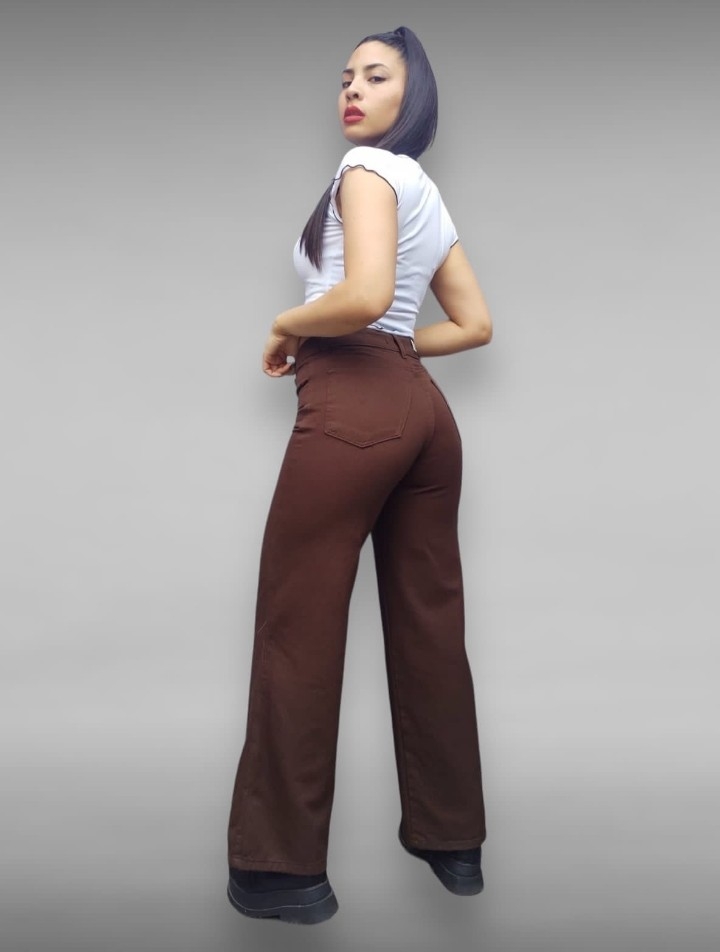 Pantalon Palazo Wide Leg Chocolate Dama - Imagen 3