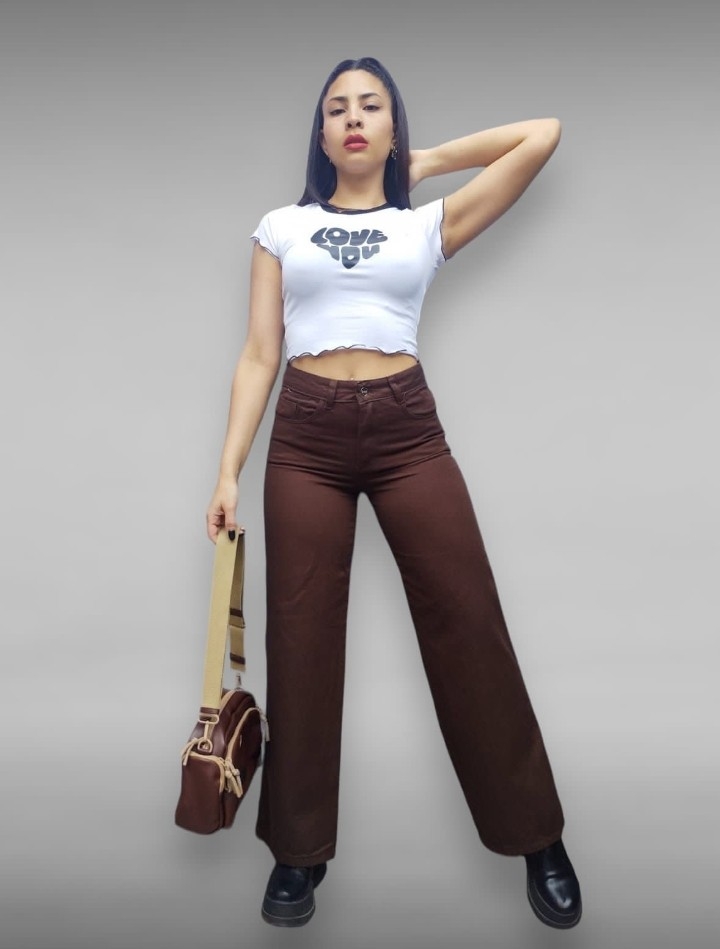 Pantalon Palazo Wide Leg Chocolate Dama - Imagen 4
