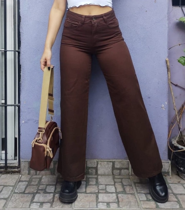 Pantalon Palazo Wide Leg Chocolate Dama - Imagen 5