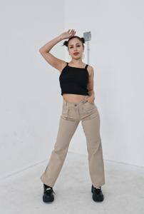 Jean Wide Leg Beige Dama - Miniatura 7