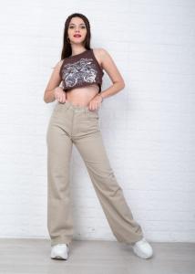 Jean Wide Leg Beige Dama - Miniatura 5