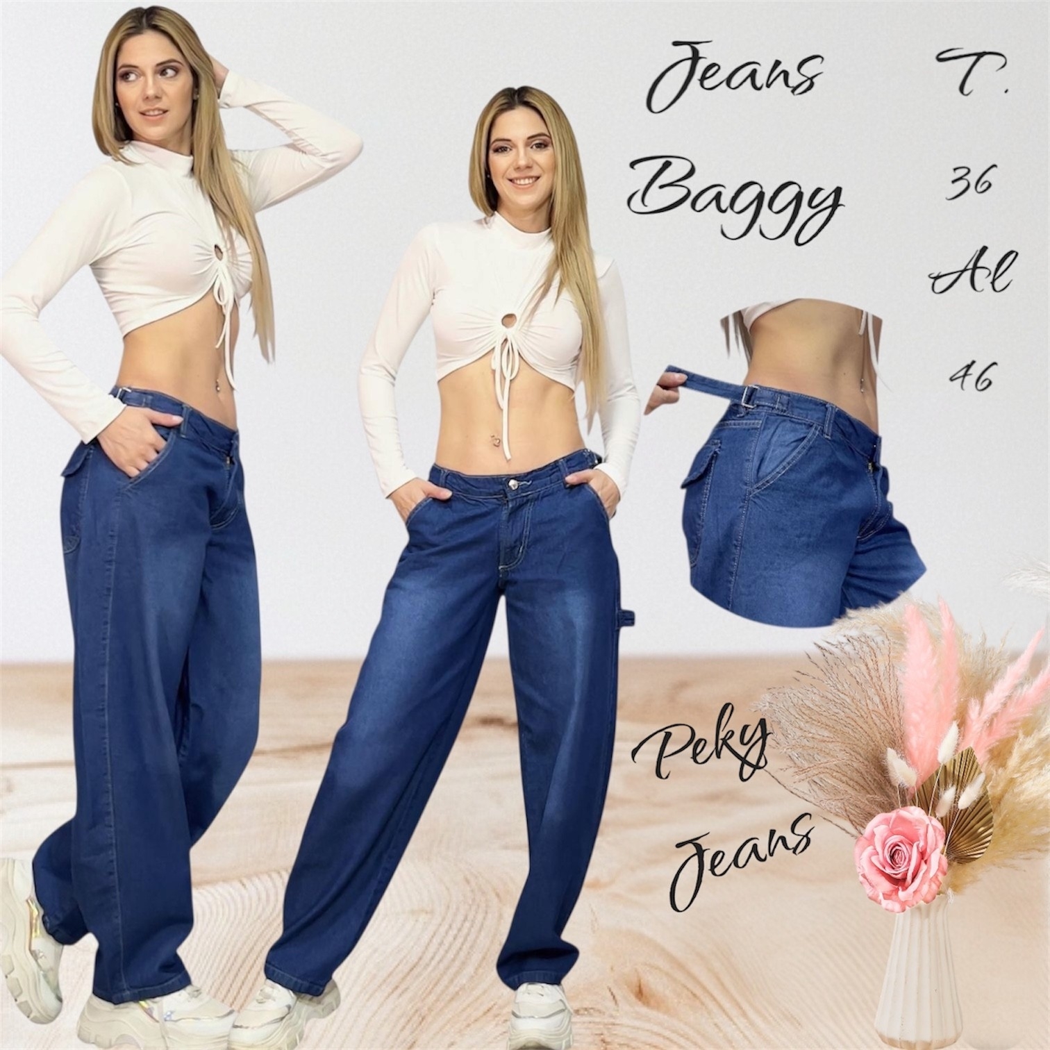 Jean Baggy Azul Regulador Dama - Imagen 6