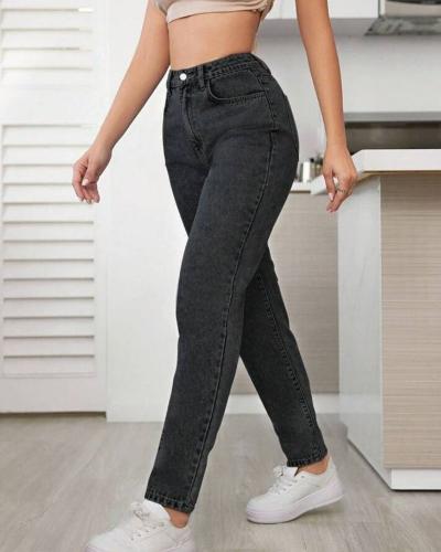 Jean Mom Gris Oscuro Dama