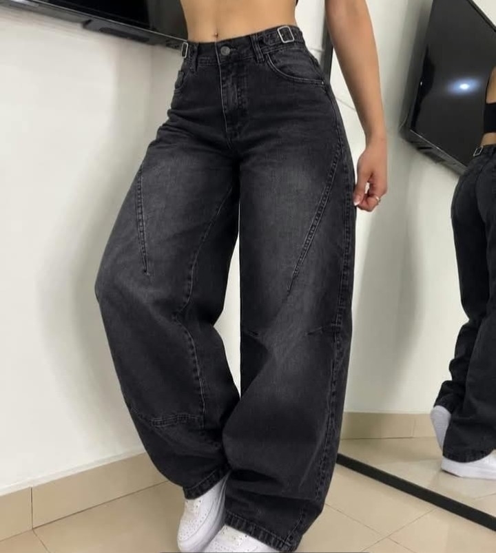 Jean Baggy Gris Oscuro con y  sin Regulador Dama - Imagen 2
